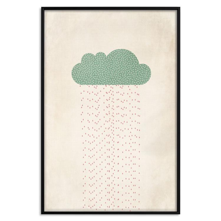 Poster Candy Rain - abstract green cloud with red rain