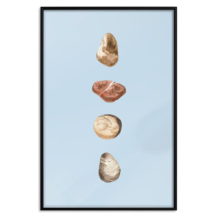 Poster Treasures of the Journey - composition of stones on a contrasting blue background