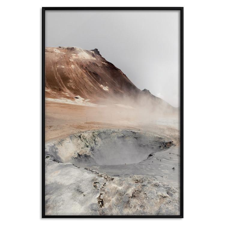 Poster Earth's Warm Breath - mountain landscape amidst fog against a gray sky
