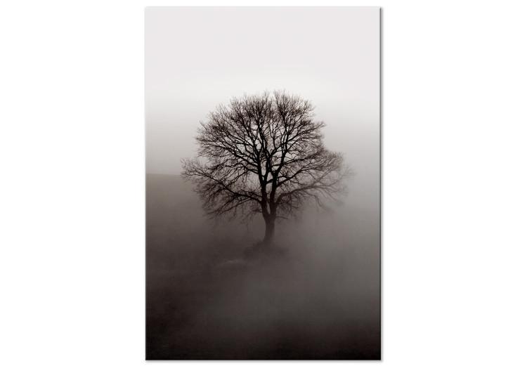 Canvas Print Dormant Power in the Tree (1-piece) Vertical - dark tree in the mist