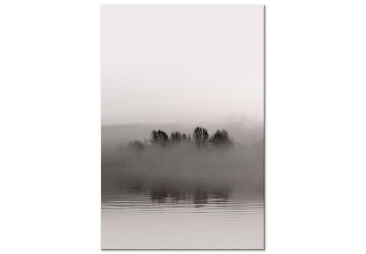 Canvas Print Island of Mists (1-piece) Vertical - landscape of misty island and lake