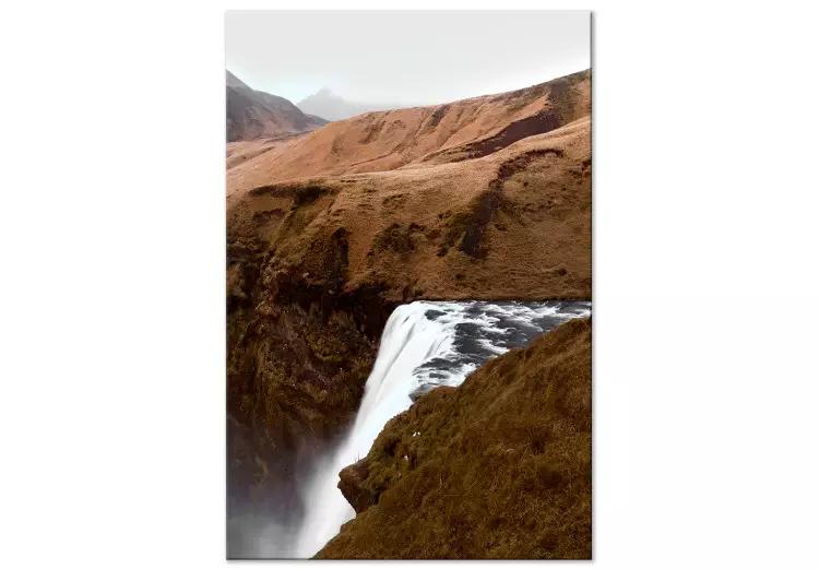Canvas Print Rusty Hills (1-piece) Vertical - waterfall amidst mountain landscape