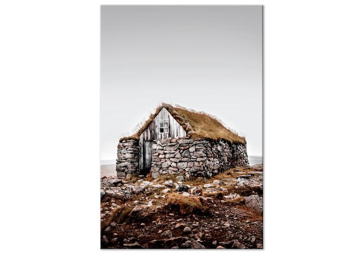 Canvas Print Stone Shelter (1-piece) Vertical - landscape of a stone house