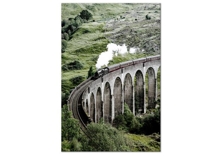 Canvas Print Journey Through Time (1-piece) Vertical - landscape of a bridge with a train