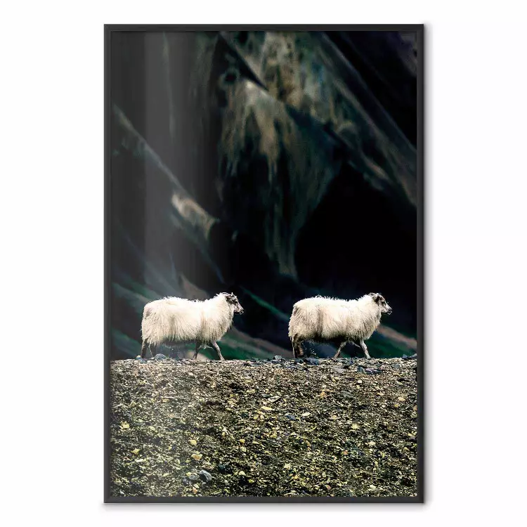 Follow Me! - landscape of walking animals against a blurred green background