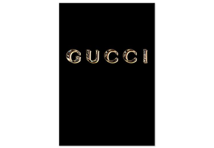 Canvas Print Gucci (1-piece) Vertical - golden fashion brand name on black background
