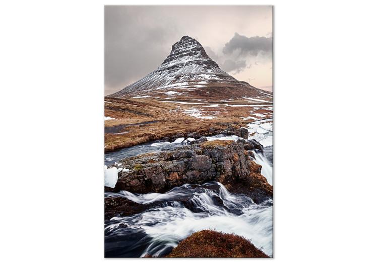 Canvas Print Kirkjufell (1-piece) Vertical - landscape of water and mountain scenery