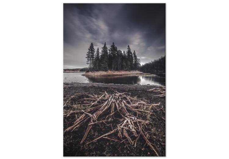 Canvas Print Forested Island (1-piece) Vertical - landscape of dark scenery