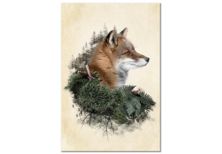 Canvas Print Mr. Fox (1-piece) Vertical - fancifully depicted fox on a light background