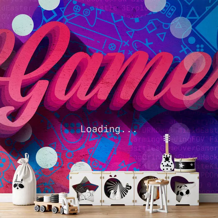 Hobby - modern English lettering on a colourful background with a game motif