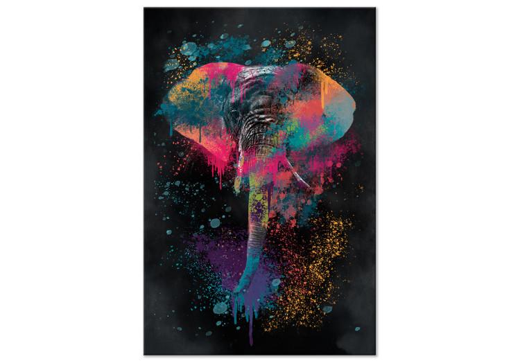 Canvas Print Colorful Safari (1-piece) Vertical - colorful elephant in watercolor motif