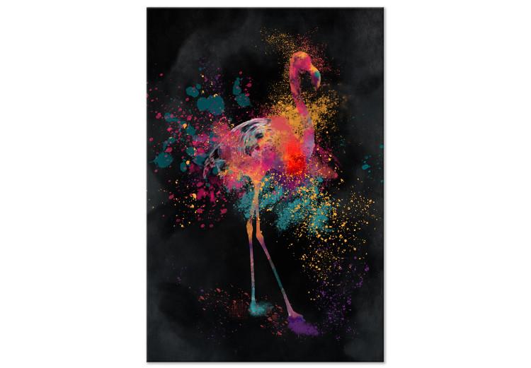 Canvas Print Flamingo Color (1-piece) Vertical - colorful abstract flamingo