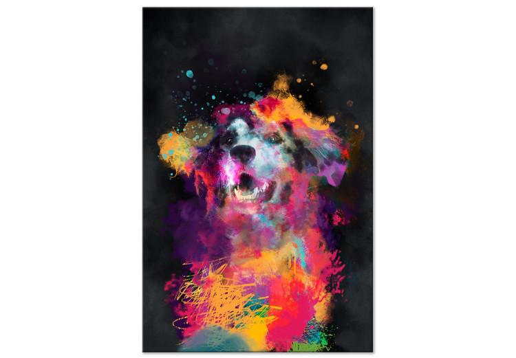 Canvas Print Dog's Joy (1-piece) Vertical - colorful dog in watercolor motif