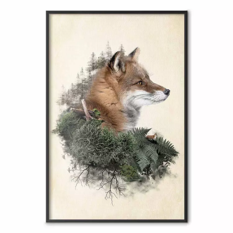 Mr. Fox - abstract composition of an animal surrounded by plants