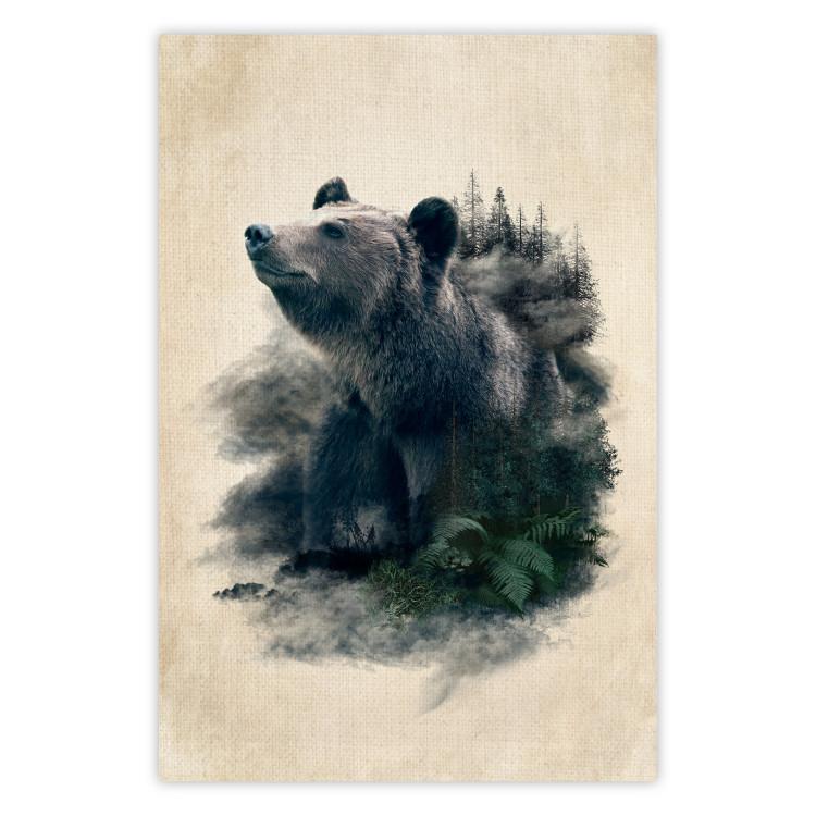 Poster Bear Valley - whimsical animal among plants on a beige background