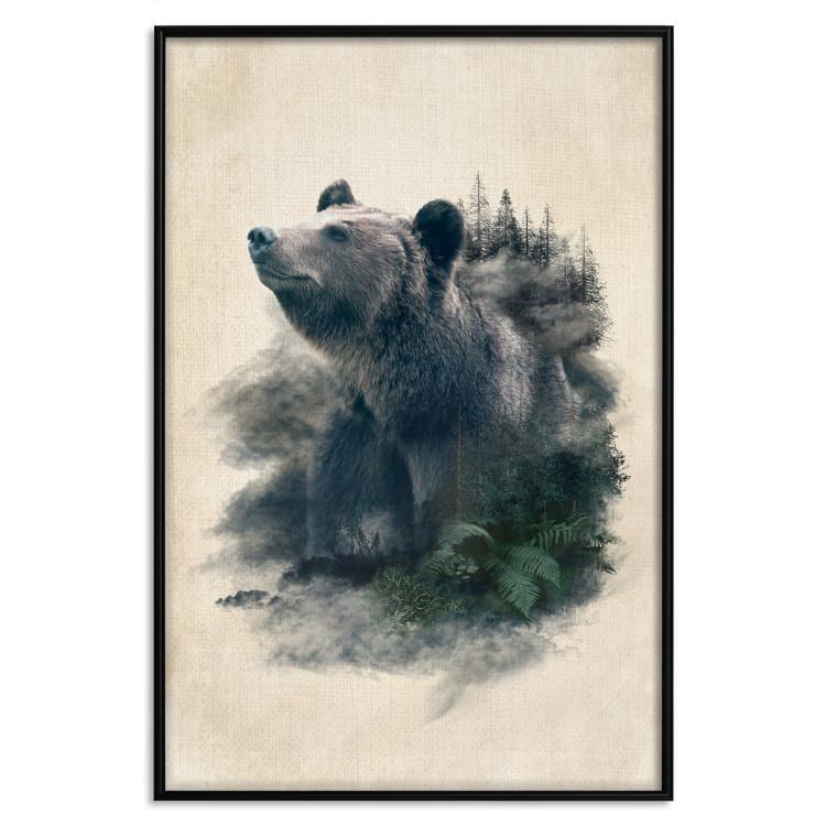 Poster Bear Valley - whimsical animal among plants on a beige background