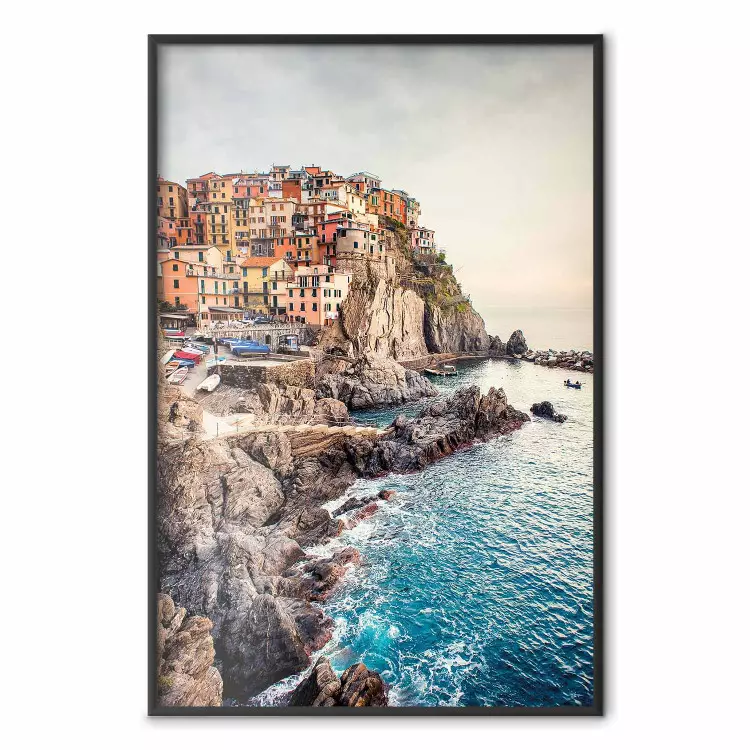 Magical Harbor - landscape of architecture on cliffs against the ocean