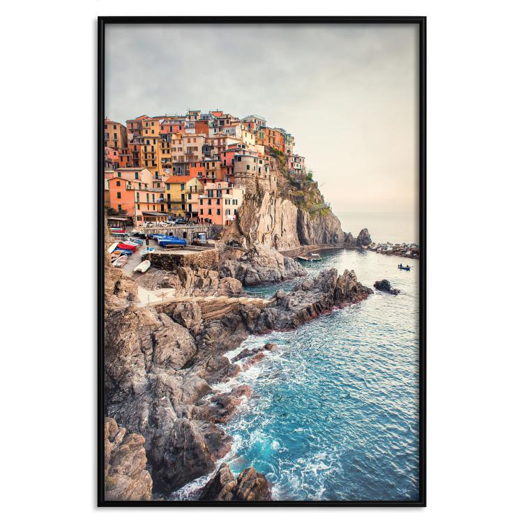 Poster Magical Harbor - landscape of architecture on cliffs against the ocean