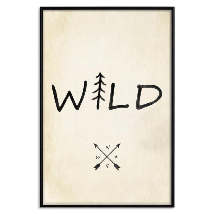 Poster Wild Nature - English text with a tree element on a beige background