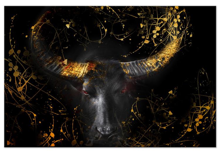 Canvas Print Angry Bull (1-piece) Wide - third variant - golden animal