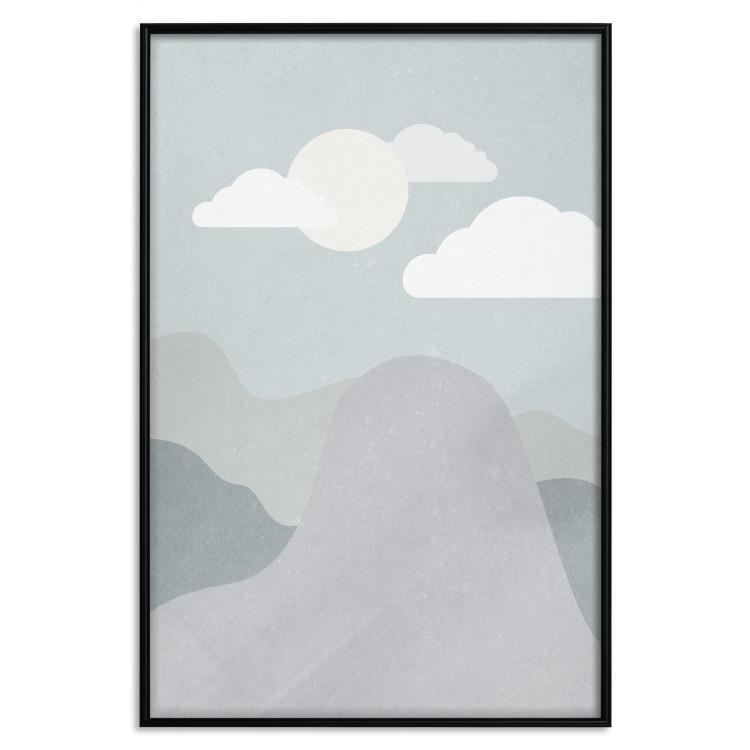 Poster Mountain Adventure - mountain landscape with sky and cloud in gray tones