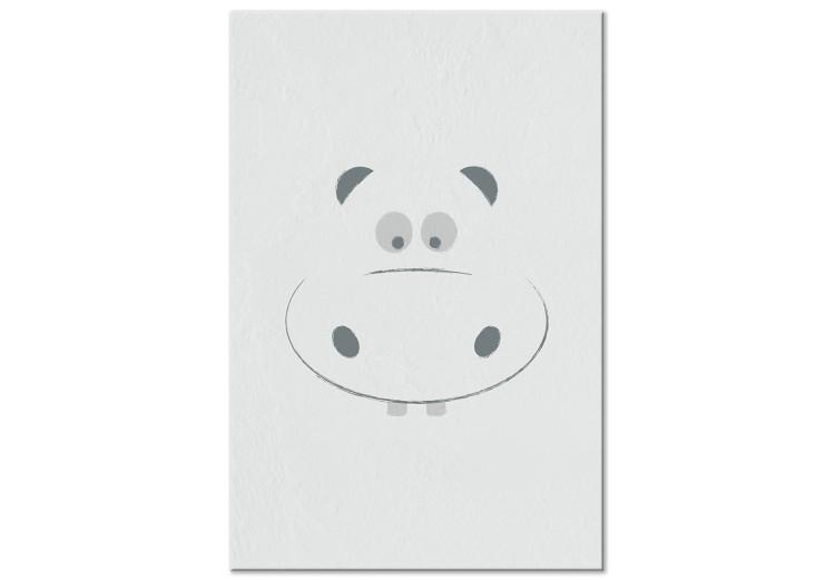 Canvas Print Joyful Hippo (1-piece) Vertical - animal on a pastel background