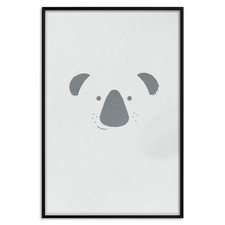 Poster Smiling Koala - animal with a funny face on a solid gray background