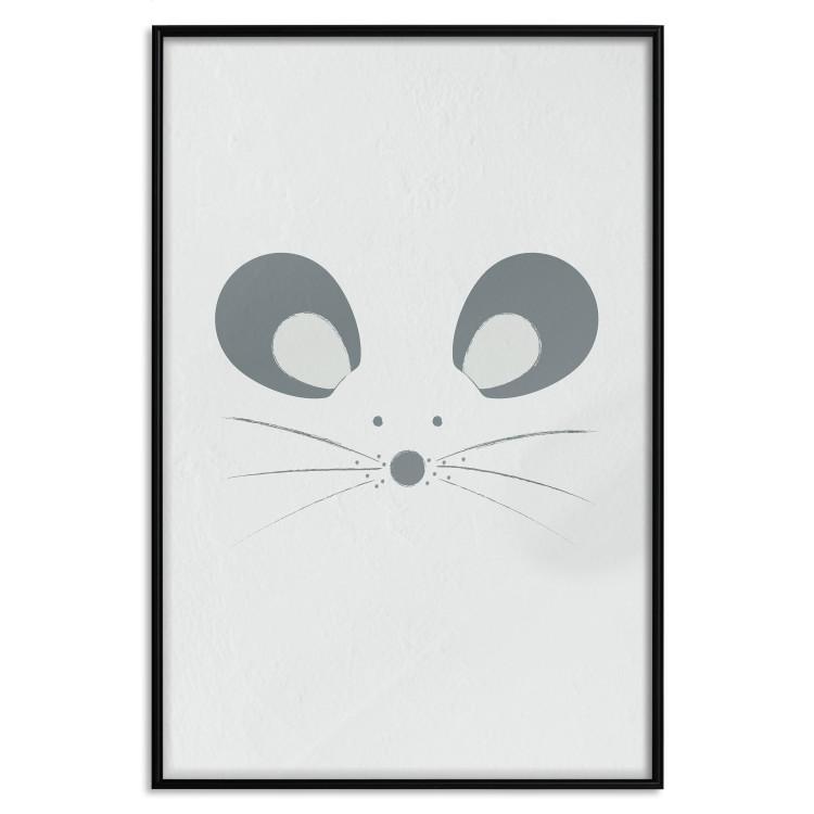 Poster Curious Mouse - animal with a funny face on a solid gray background
