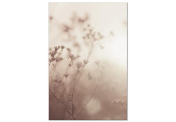 Canvas Print Meadow in the Morning (1-piece) Vertical - landscape of a meadow in sepia color