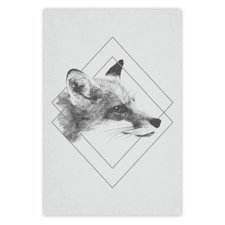 Poster Sly Fox - portrait of an animal in sketch form on a solid background
