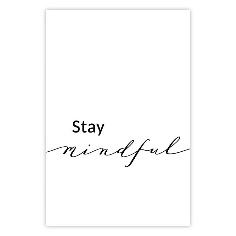 Poster Stay Mindful - English text on a uniform white background