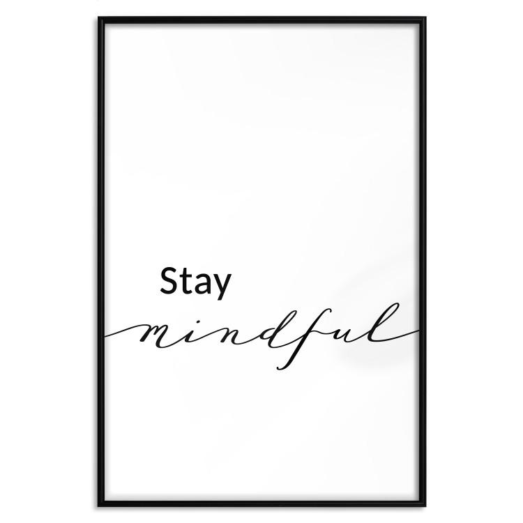 Poster Stay Mindful - English text on a uniform white background