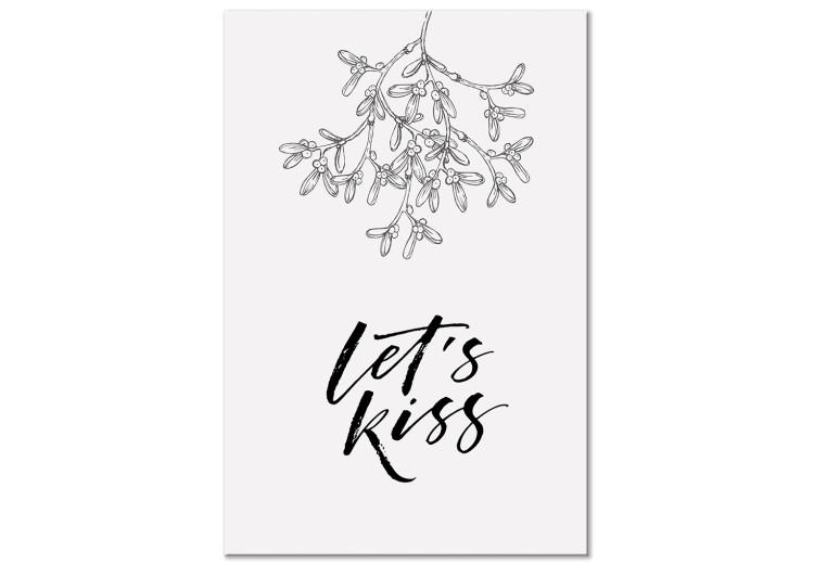 Canvas Print Let's Kiss (1-piece) Vertical - English inscription on a white background