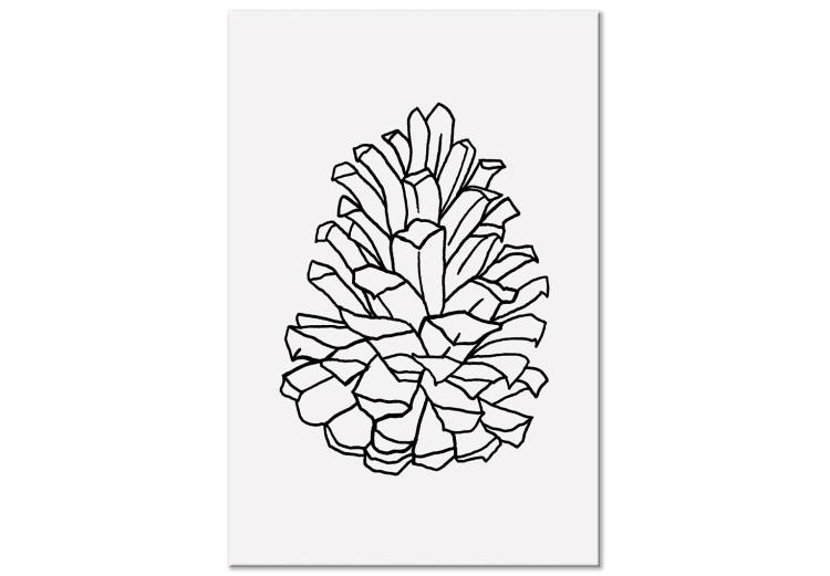 Canvas Print Open Pinecone (1-piece) Vertical - line art of pinecones in boho style