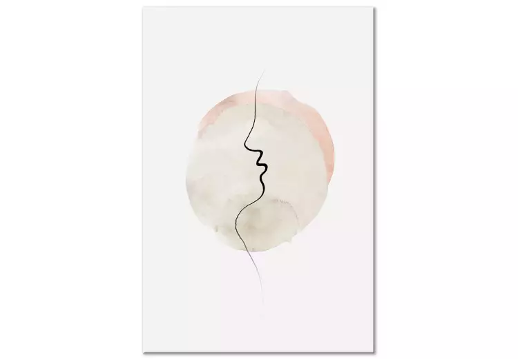 Canvas Print Edge of a Kiss (1-piece) Vertical - abstract line art of a face