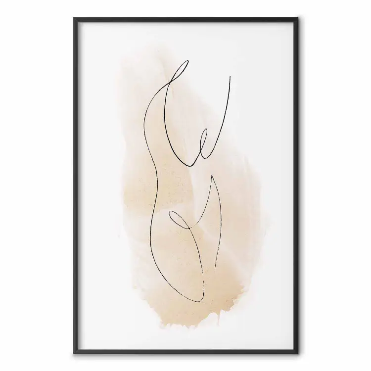Ariadne's Thread - abstract line art characters on a background with a brown spot