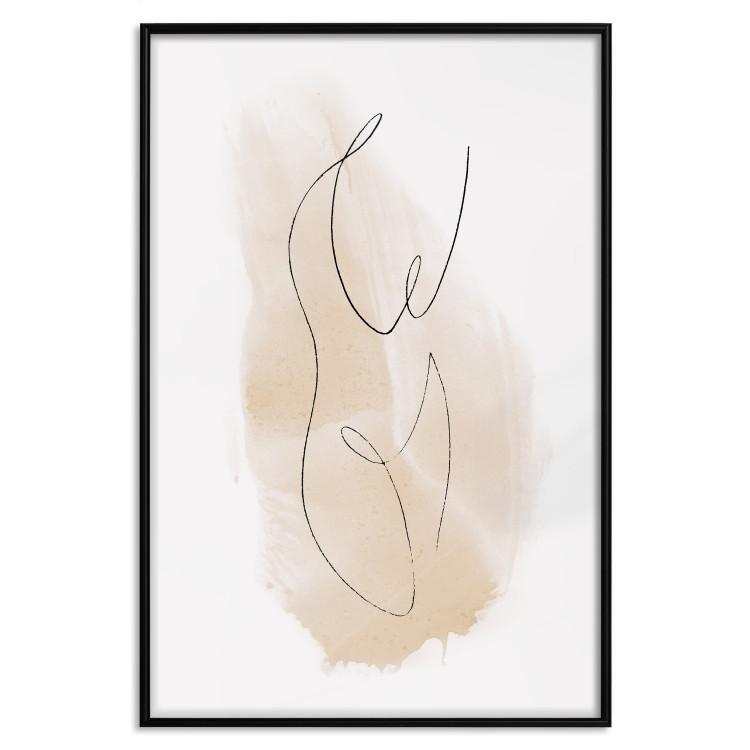 Poster Ariadne's Thread - abstract line art characters on a background with a brown spot