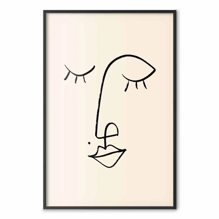 Playful Beauty Mark - line art of a face on a light abstract background