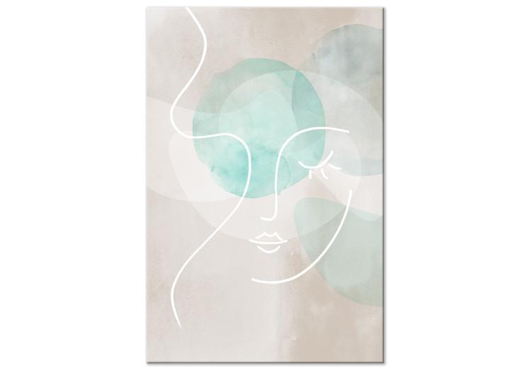 Canvas Print Flirtatious Wink (1-piece) Vertical - pastel woman line art