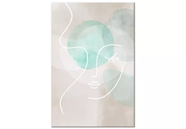 Canvas Print Flirtatious Wink (1-piece) Vertical - pastel woman line art