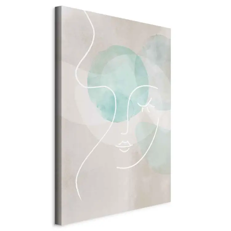 Flirtatious Wink Vertical - pastel woman line art