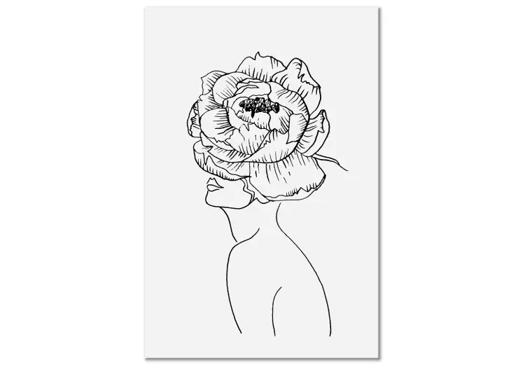 Canvas Print Face of Youth (1-piece) Vertical - woman abstraction with flower