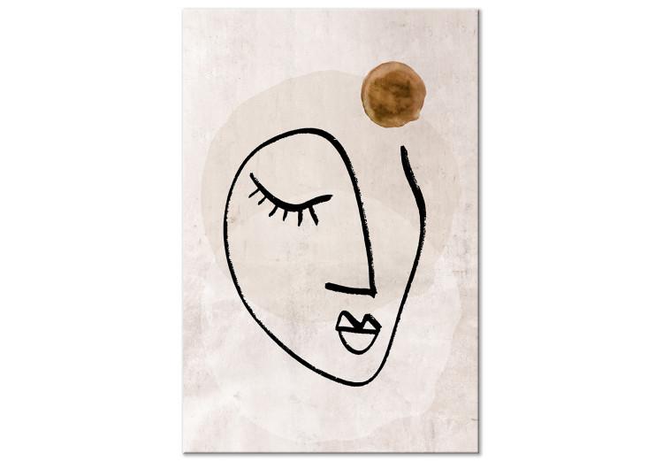 Canvas Print Romantic Thought (1-piece) Vertical - face line art in a boho motif