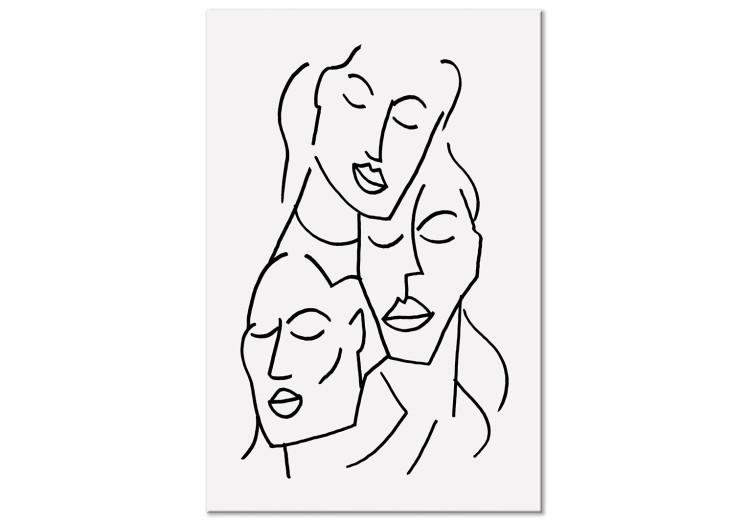 Canvas Print Three Faces (1-piece) Vertical - abstract linear of three faces