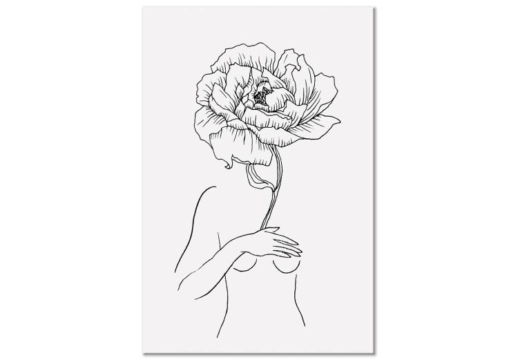 Canvas Print Sensual Blossom (1-piece) Vertical - line art of an abstract woman