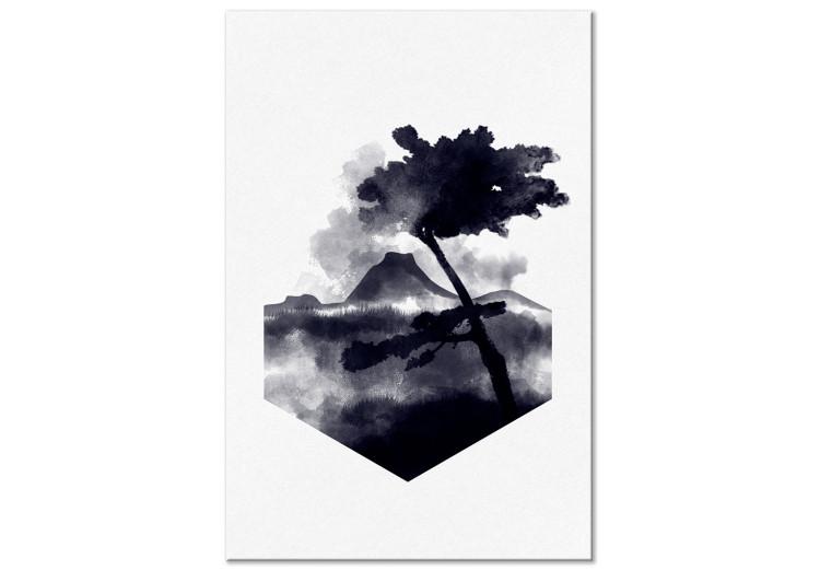 Canvas Print High Mountain (1-piece) Vertical - landscape of a tree in watercolor style