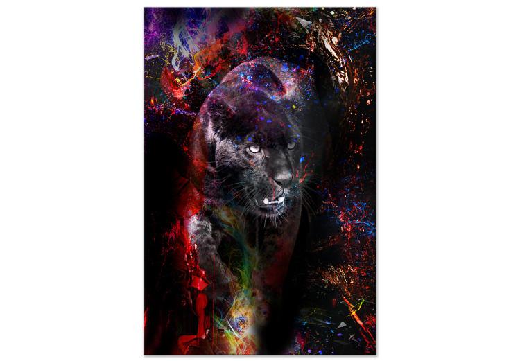 Canvas Print Black Jaguar (1-piece) Vertical - abstract colorful animal