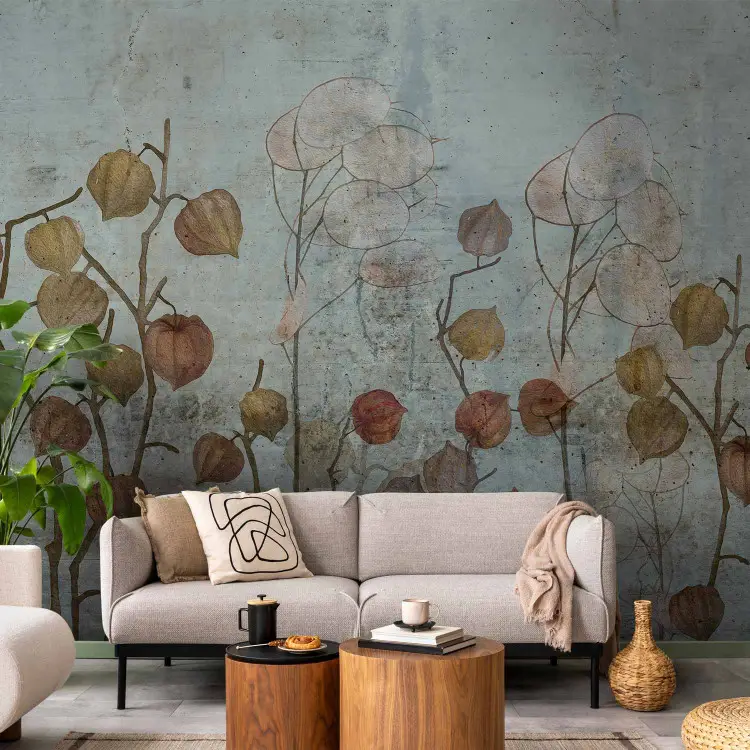Painted Lunaria - On a Gray Concrete Background