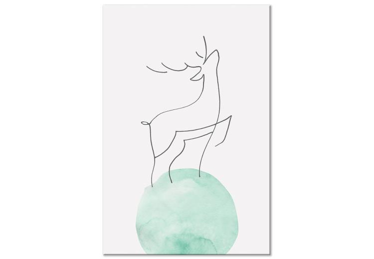 Canvas Print Courage (1-piece) Vertical - deer on a blue pastel moon