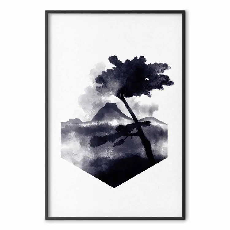 Wall Poster High Mountain - black and white landscape of a tree in ...